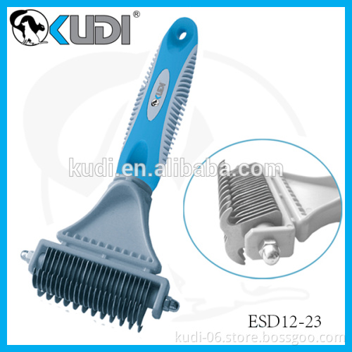 Hot sale silicone handle stainless steel head pet de-matting comb